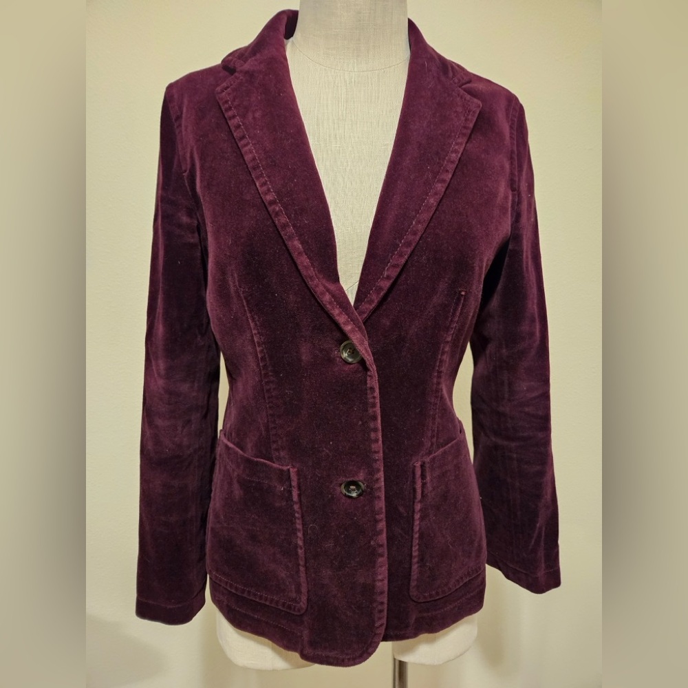 Burgundy Red Velvet Gap Single Breasted Blazer - Very Good Condition - size 8